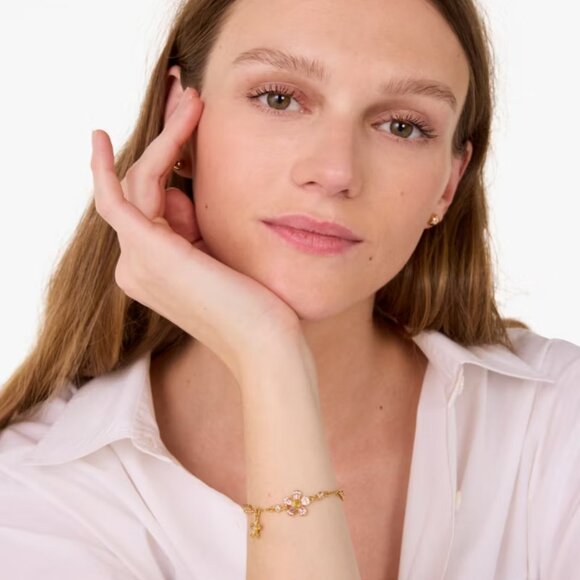 NWT New Kate Spade Fleurette Flower Floral Gold Bracelet - Picture 3 of 8